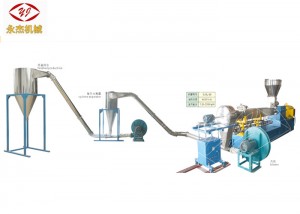 600kg/H PE PP PVC WPC extruder machin twa etap lè refwadisman mouri figi koupe fason