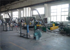 ម៉ាស៊ីន Extruder វីសពីរដំណាក់កាលសម្រាប់ខ្សែស្បែកជើង PVC Pelletizing SJSL 75B