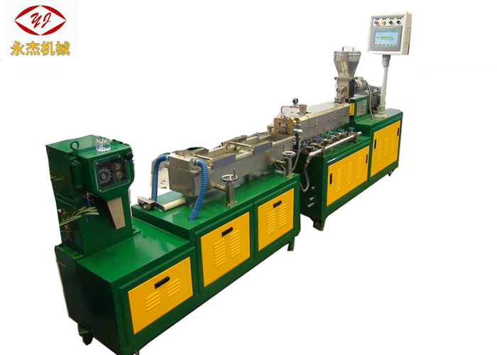 PLC Control Mini Twin Screw Extruder, HDPE Extruder Machine ធានាមួយឆ្នាំ